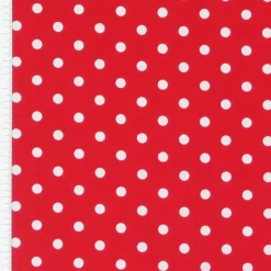Baumwollstoff Punkte groß Ø 7mm rot weiß