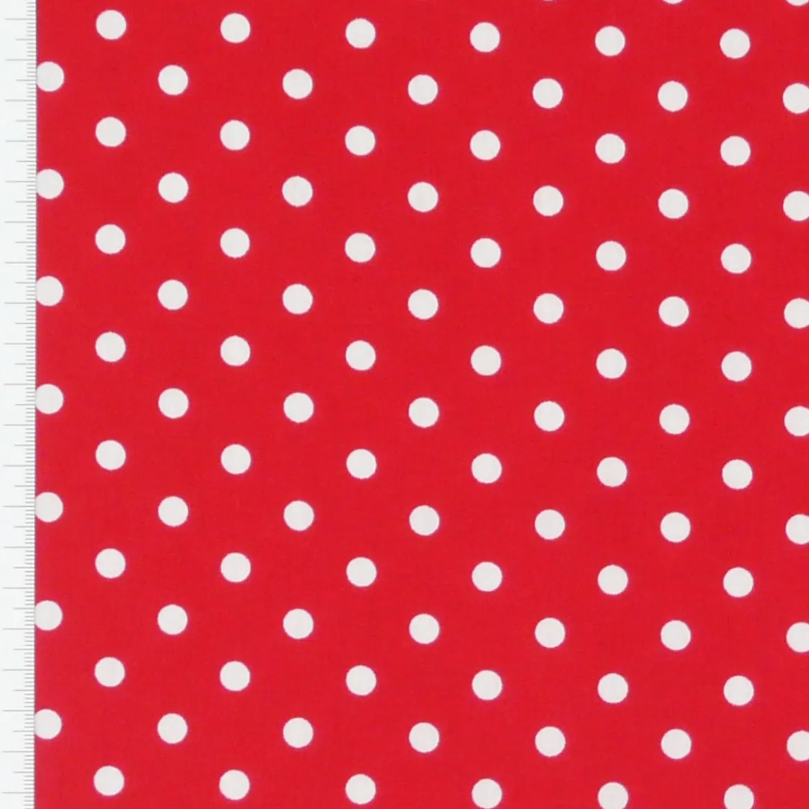 Baumwollstoff Punkte groß Ø 7mm rot weiß