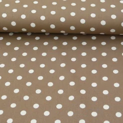 Baumwollstoff Punkte groß Ø 7mm taupe weiß