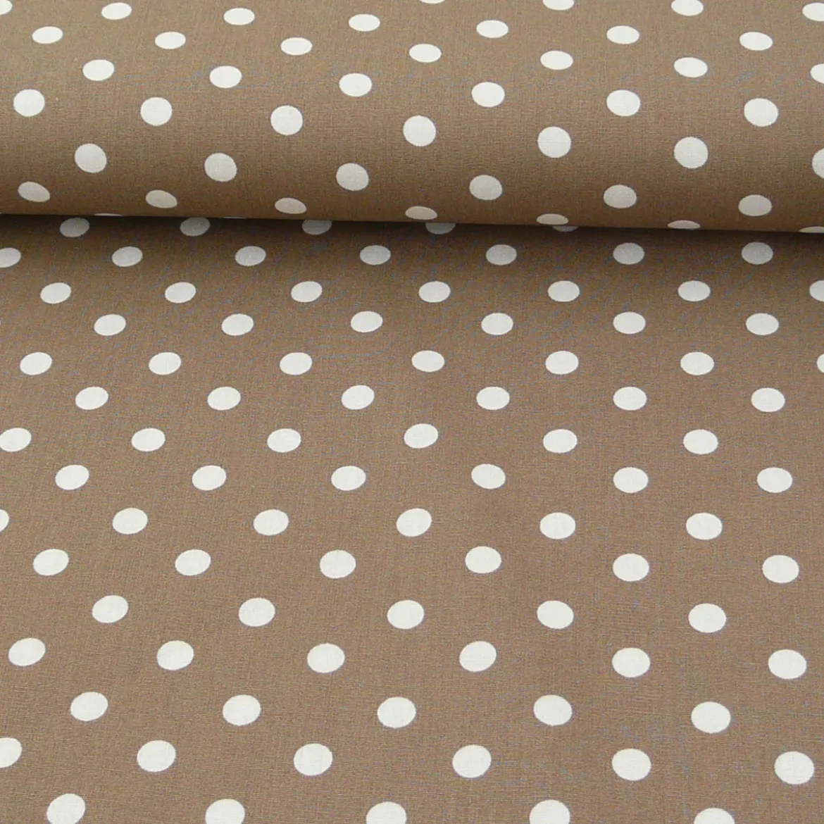 Baumwollstoff Punkte groß Ø 7mm taupe weiß