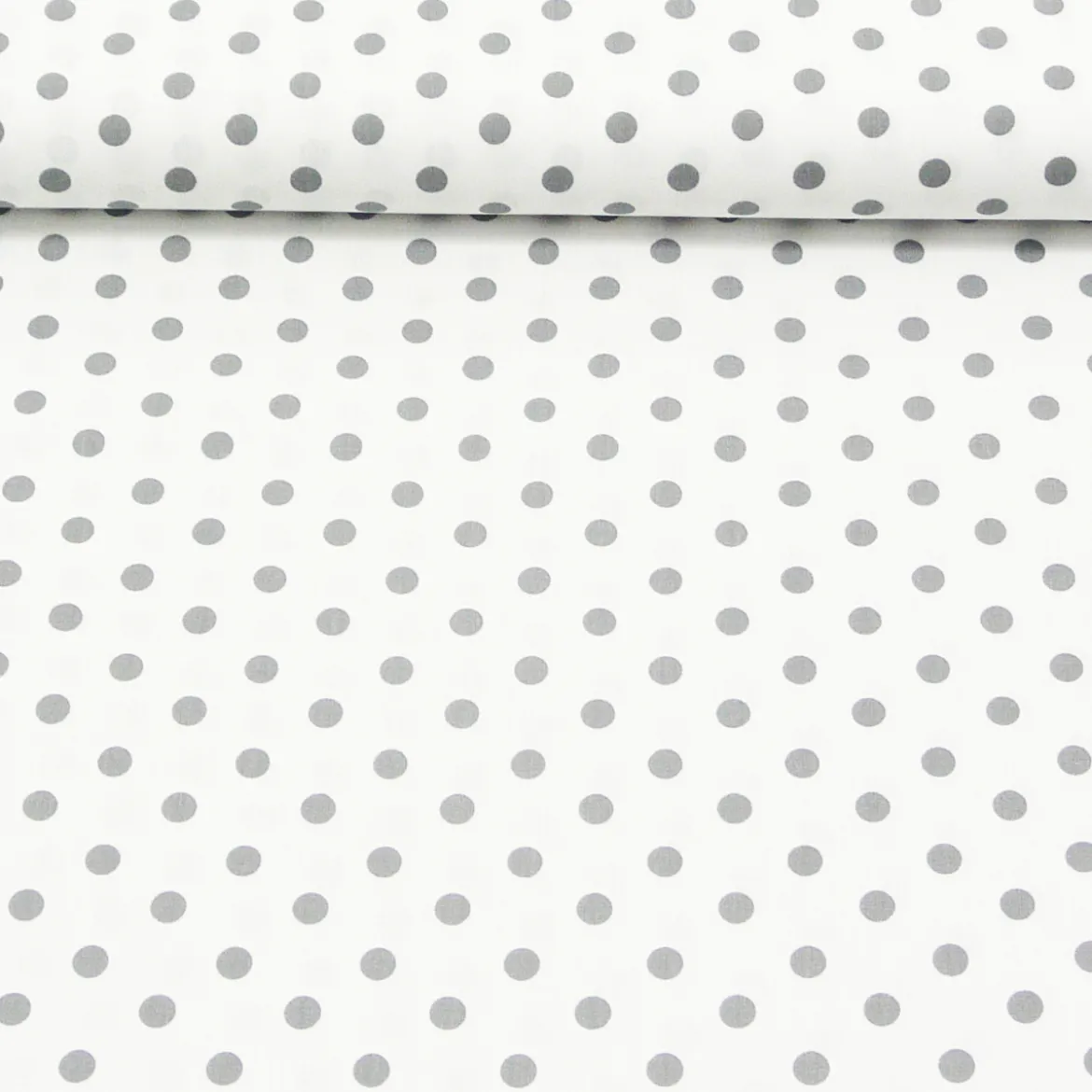Baumwollstoff Punkte groß Ø 7mm weiß grau
