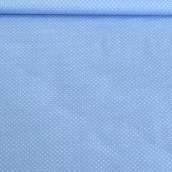 Baumwollstoff Punkte klein Ø 1mm baby blau weiß