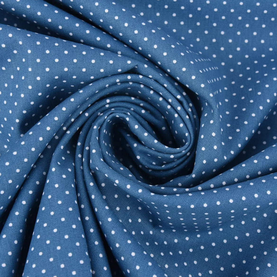 Baumwollstoff Punkte mini Ø 1mm jeansblau weiß 1,40m Breite