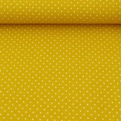 Baumwollstoff Punkte mini Ø 1mm gelb weiß
