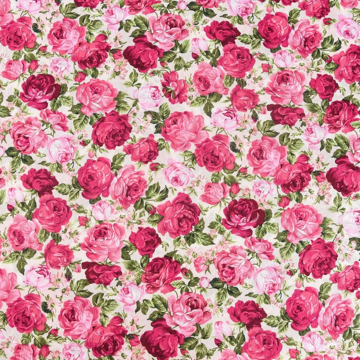 Baumwollstoff Rosen beige rosa pink grün 1,45m Breite