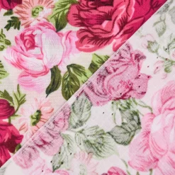Baumwollstoff Rosen beige rosa pink grün 1,45m Breite