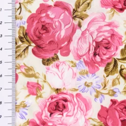 Baumwollstoff Rosen grün rot rosa 1,45m Breite