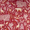 Baumwollstoff Rovalia Waldtiere Bäume Zweige rot 1,47m Breite
