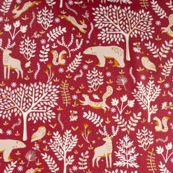 Baumwollstoff Rovalia Waldtiere Bäume Zweige rot 1,47m Breite