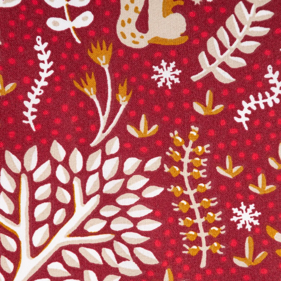 Baumwollstoff Rovalia Waldtiere Bäume Zweige rot 1,47m Breite
