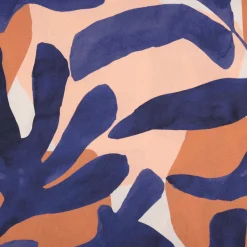 Baumwollstoff Satin Stoff Cotton Satin Digital Leaves blau 1,48m Breite
