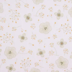 Baumwollstoff SHELBY Blumen Blüten weiß grün ocker dunkelgrün 1,5m Breite