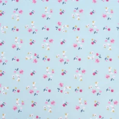 Baumwollstoff SINS Mond Sterne Blümchen blau rosa weiß ocker 1,50m Breite