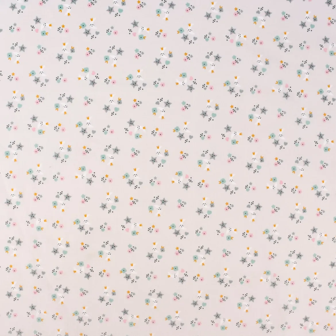 Baumwollstoff SINS Mond Sterne Blümchen beige grau mint rosa ocker 1,50m Breite