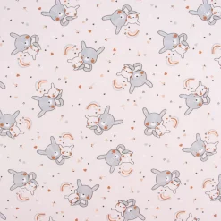 Baumwollstoff SOLIMA Hasen Regenbogen Herzen beige grau braun schwarz 1,5m Breite