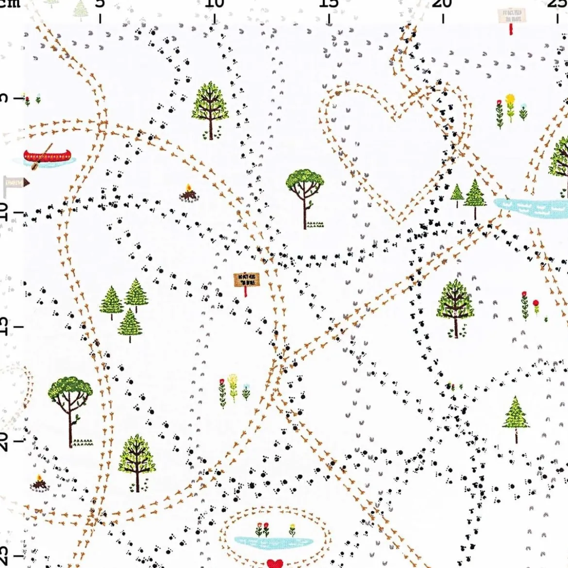 Baumwollstoff Spurensuche im Schnee weiß bunt von Rico Design 50x140cm