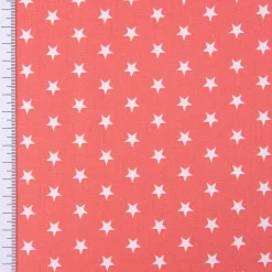 Baumwollstoff Sterne ca. 1x1cm koralle weiß 1,40m Breite