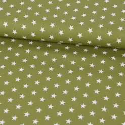 Baumwollstoff Sterne ca. 1x1cm oliv grün weiß 1,40m Breite