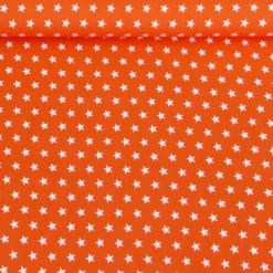 Baumwollstoff Sterne ca. 1x1cm orange weiß