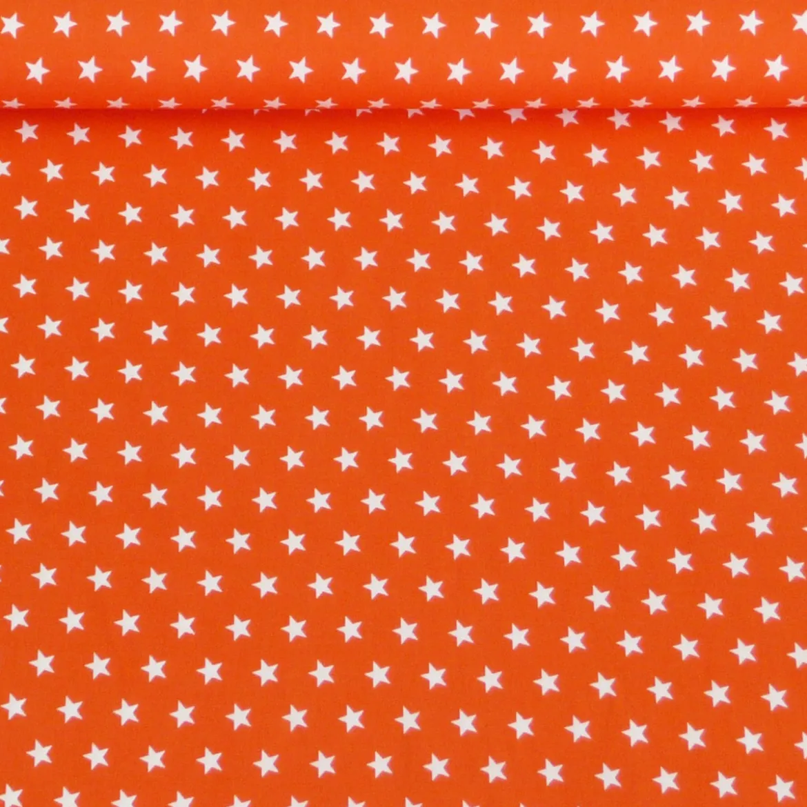 Baumwollstoff Sterne ca. 1x1cm orange weiß