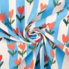Baumwollstoff Streifen Tulpen blau ecru rot 1,47m Breite