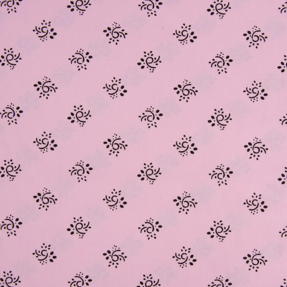 Baumwollstoff Trachten Blumen Ornament rosa schwarz 1,50m Breite