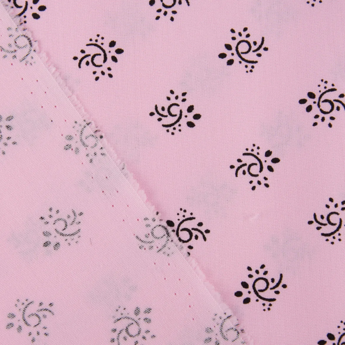 Baumwollstoff Trachten Blumen Ornament rosa schwarz 1,50m Breite