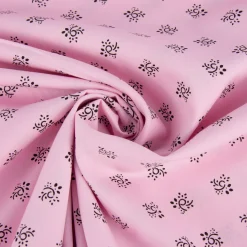 Baumwollstoff Trachten Blumen Ornament rosa schwarz 1,50m Breite