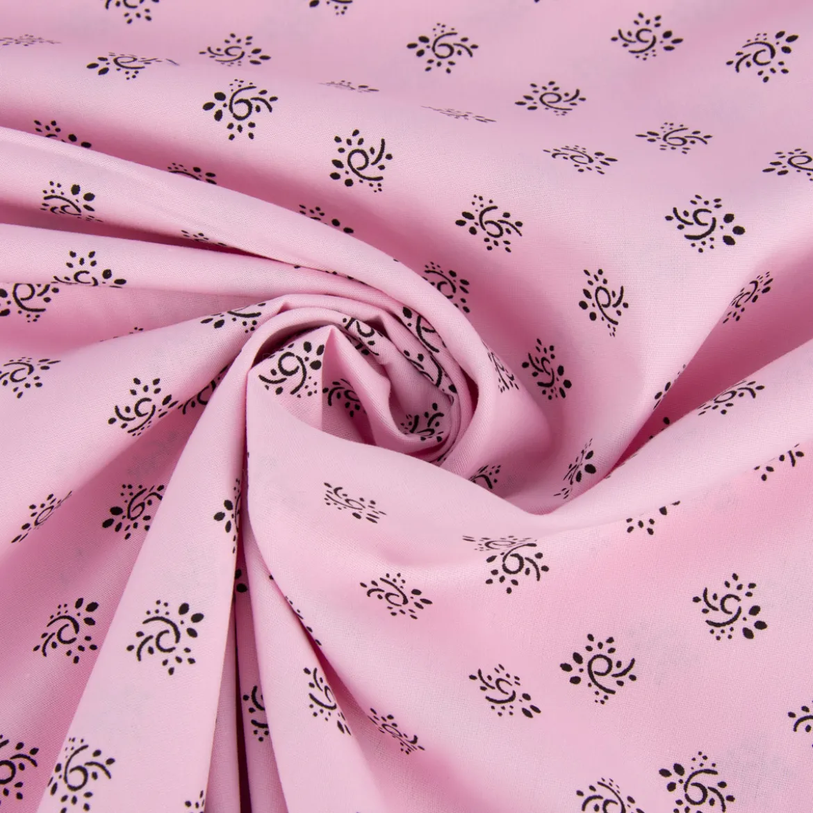 Baumwollstoff Trachten Blumen Ornament rosa schwarz 1,50m Breite