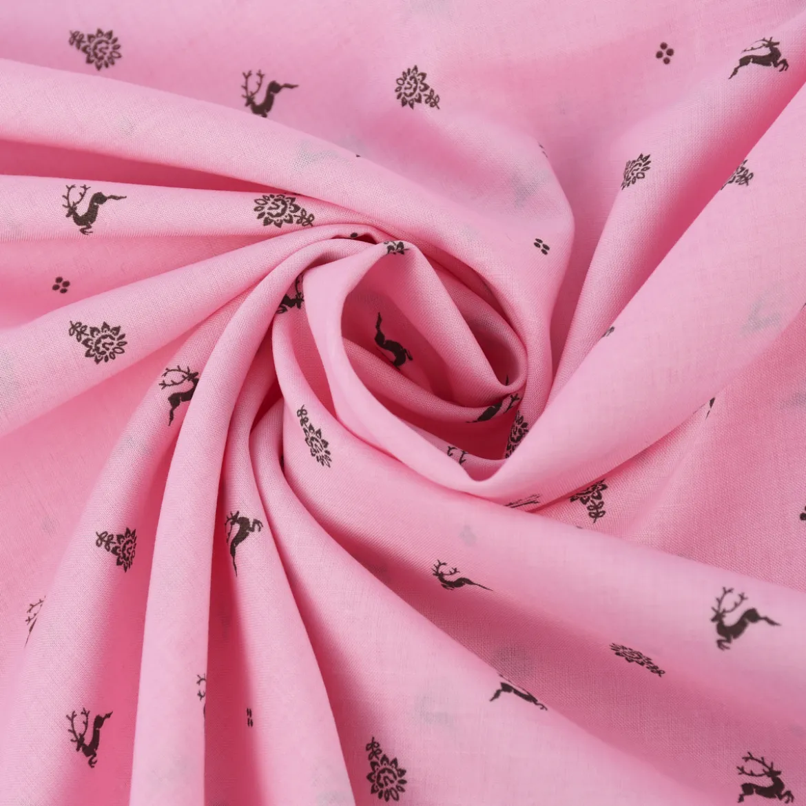 Baumwollstoff Trachten Blumen Hirsche Punkte rosa braun 1,50m Breite