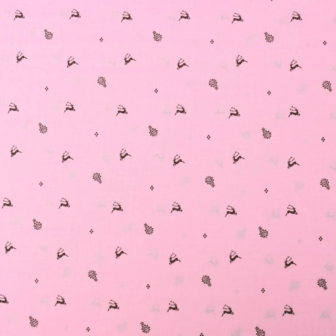 Baumwollstoff Trachten Blumen Hirsche Punkte rosa braun 1,50m Breite
