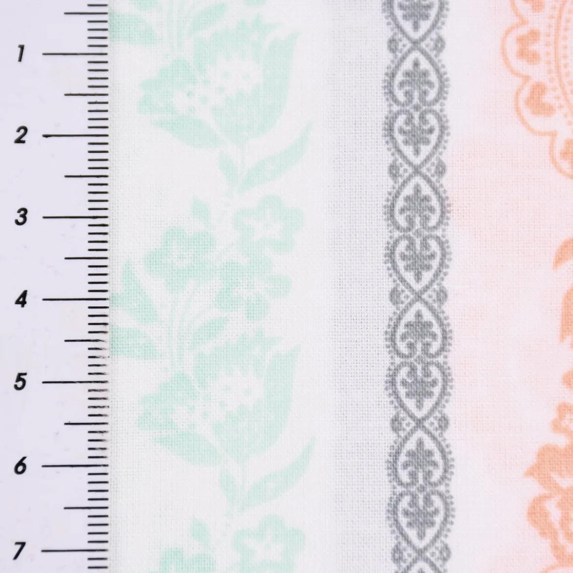 Baumwollstoff Trachten Blumen Ranken Streifen weiß mint rosa grau 1,50m Breite