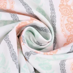 Baumwollstoff Trachten Blumen Ranken Streifen weiß mint rosa grau 1,50m Breite