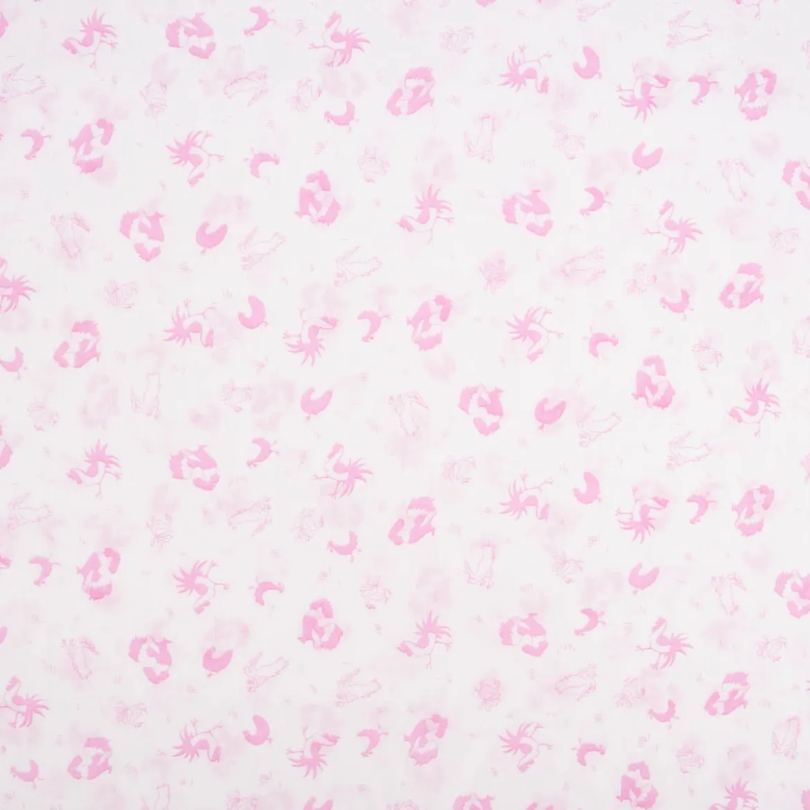 Baumwollstoff Trachten Hühner Hähne weiß pink 1,50m Breite