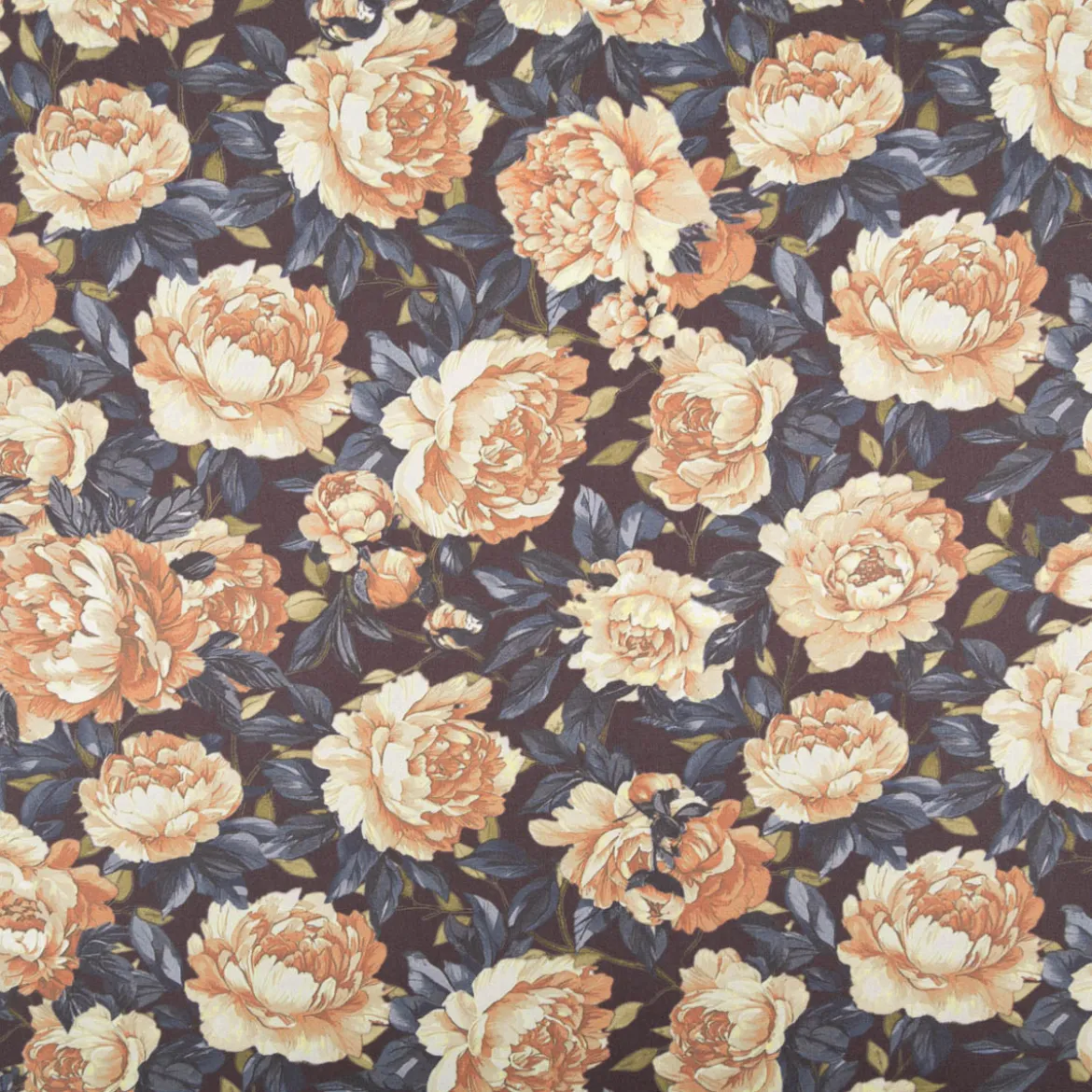 Baumwollstoff Trachtenstoff Classic Rosen dunkelblau gelb feinfädig und seidig glatt 1,40m Breite