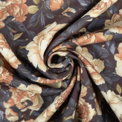 Baumwollstoff Trachtenstoff Classic Rosen dunkelblau gelb feinfädig und seidig glatt 1,40m Breite