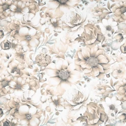 Baumwollstoff Trachtenstoff Classic Rosen beige feinfädig und seidig glatt 1,40m Breite