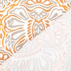 Baumwollstoff Trachtenstoff Ornamente weiß orange khaki feinfädig und seidig glatt 1,40m Breite