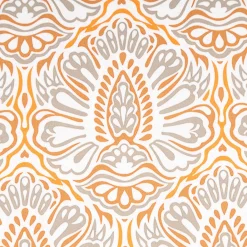 Baumwollstoff Trachtenstoff Ornamente weiß orange khaki feinfädig und seidig glatt 1,40m Breite
