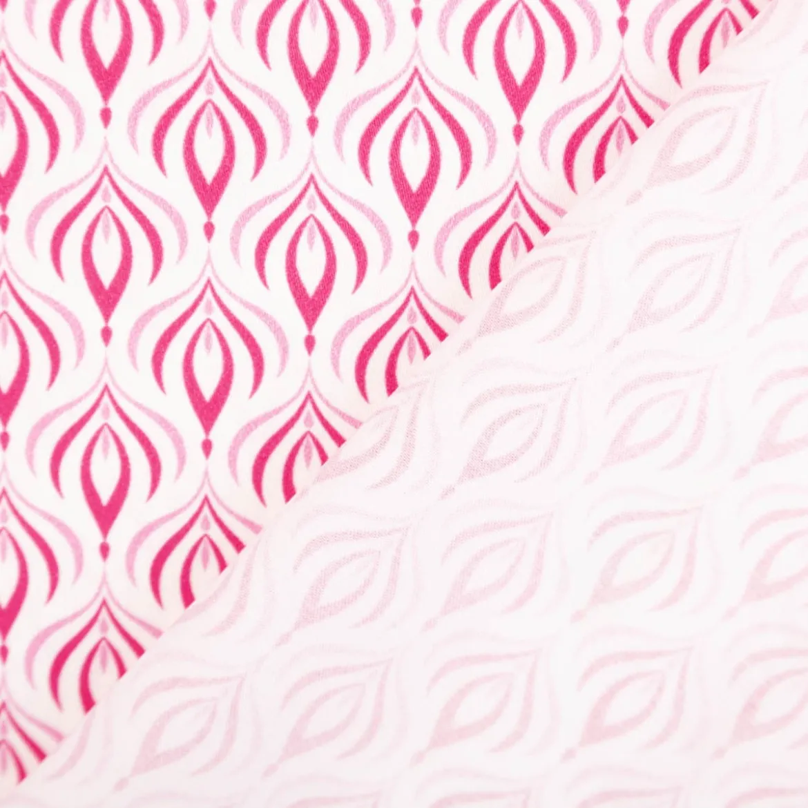 Baumwollstoff Trachtenstoff Retro Ornamente weiß pink feinfädig und seidig glatt 1,40m Breite