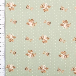Baumwollstoff Trachtenstoff Classic Rosen Punkte klein lindgrün feinfädig und seidig glatt 1,40m Breite