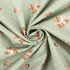 Baumwollstoff Trachtenstoff Classic Rosen Punkte klein lindgrün feinfädig und seidig glatt 1,40m Breite