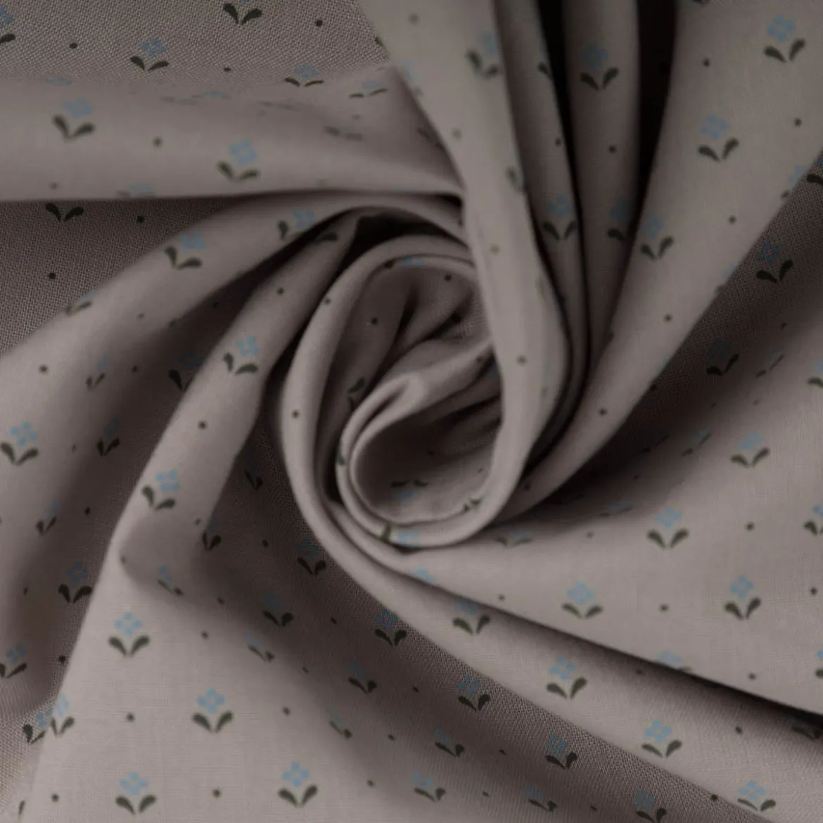 Baumwollstoff Trachtenstoffe Trachten Mini Blumen Punkte taupe grün blau 1,5m Breite