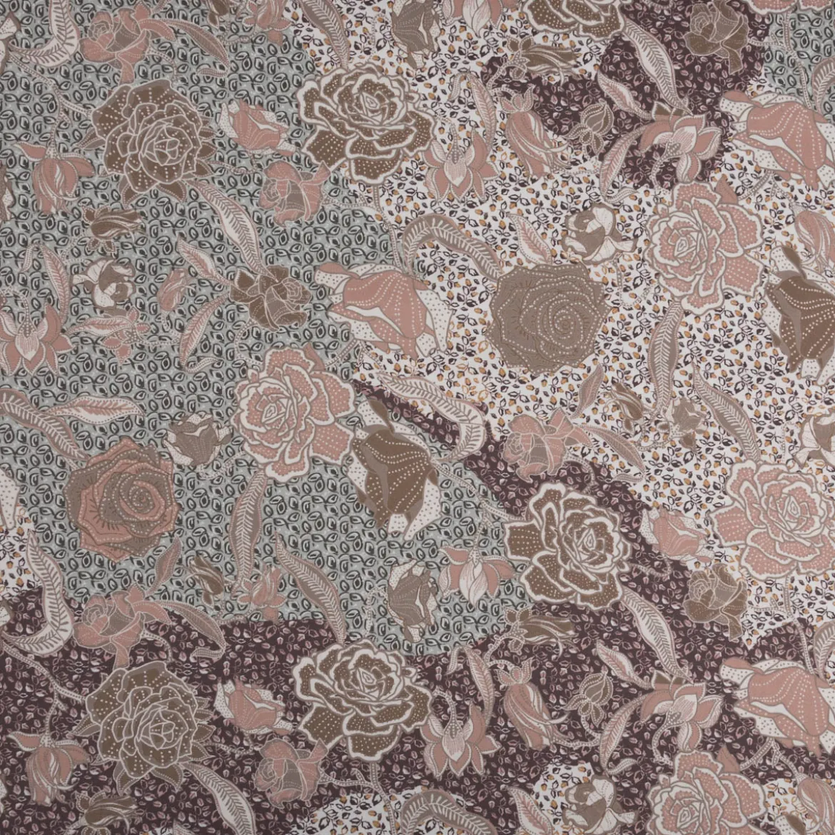 Baumwollstoff Trachtenstoffe Trachten Rosen Blätter groß beige rosa 1,45m Breite