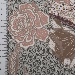 Baumwollstoff Trachtenstoffe Trachten Rosen Blätter groß beige rosa 1,45m Breite