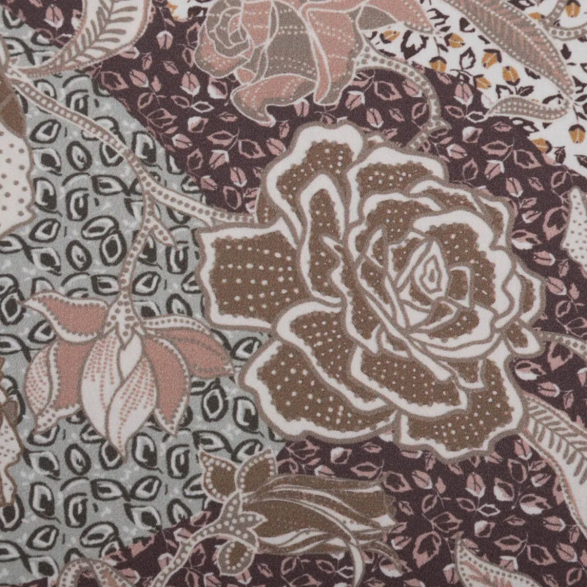 Baumwollstoff Trachtenstoffe Trachten Rosen Blätter groß beige rosa 1,45m Breite