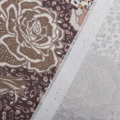 Baumwollstoff Trachtenstoffe Trachten Rosen Blätter groß beige rosa 1,45m Breite