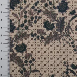 Baumwollstoff Trachtenstoffe Trachten Blumen Blätter beige petrol 1,40m Breite