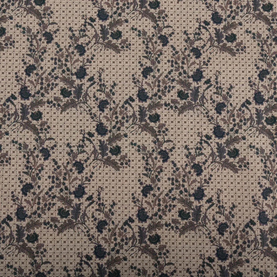 Baumwollstoff Trachtenstoffe Trachten Blumen Blätter beige petrol 1,40m Breite