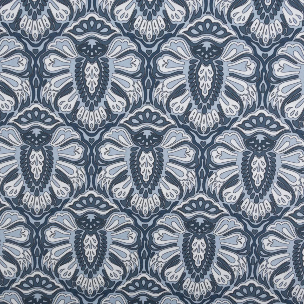 Baumwollstoff Trachtenstoffe Trachten Blumen Ornament Barock groß blau weiß 1,45m Breite